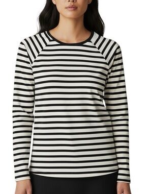 Spanx Striped Swim Top Long Sleeve UPF Rash Guard Womens XS